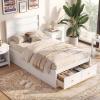 Giantex Twin Bed Frames for Kids with Storage Drawers, Wood Platform Bed with Headboard, Solid Mattress Foundation w/Wooden Slat Support & Enclosed Base, No Box Spring Needed (White, Twin)(White)