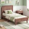 Giantex Wood Full Size Bed Frame with Upholstered Headboard, Mid-Century Platform Bed w/Wooden Slat Support Mattress Foundation, Slatted Footboard, Under-Bed Storage Space, No Box Spring Needed, Oak(Walnut)