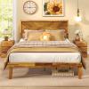 Giantex Wood Queen Size Bed Frame with Headboard, Acacia Platform Bed w/12 Slats Support, Under-Bed Space, Wooden Mattress Foundation, No Box Spring Needed(Full)