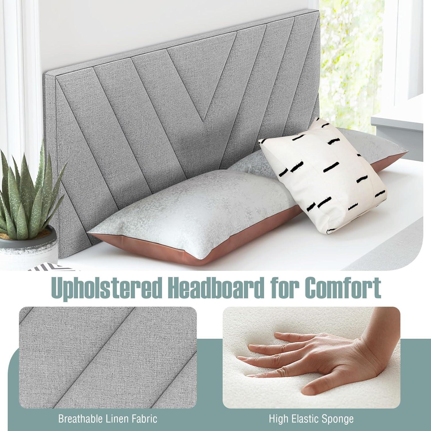 image:imageGiantex Headboard with Charging Station QueenFull Size Geometric Tufted Upholstered Head Board w2 AC Outlets USB amp TypeC Ports Rubber Wood Legs Width Adjustable Modern Bed Headboard Only GreyGray