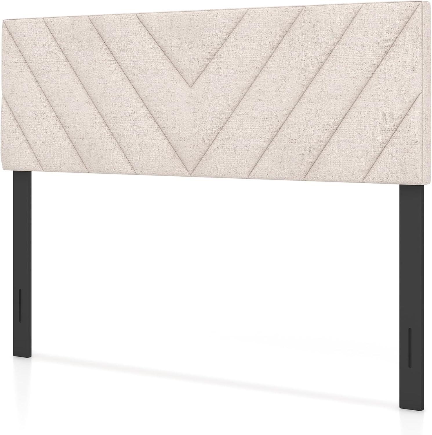 image:imageGiantex Headboard with Charging Station QueenFull Size Geometric Tufted Upholstered Head Board w2 AC Outlets USB amp TypeC Ports Rubber Wood Legs Width Adjustable Modern Bed Headboard Only GreyBeige