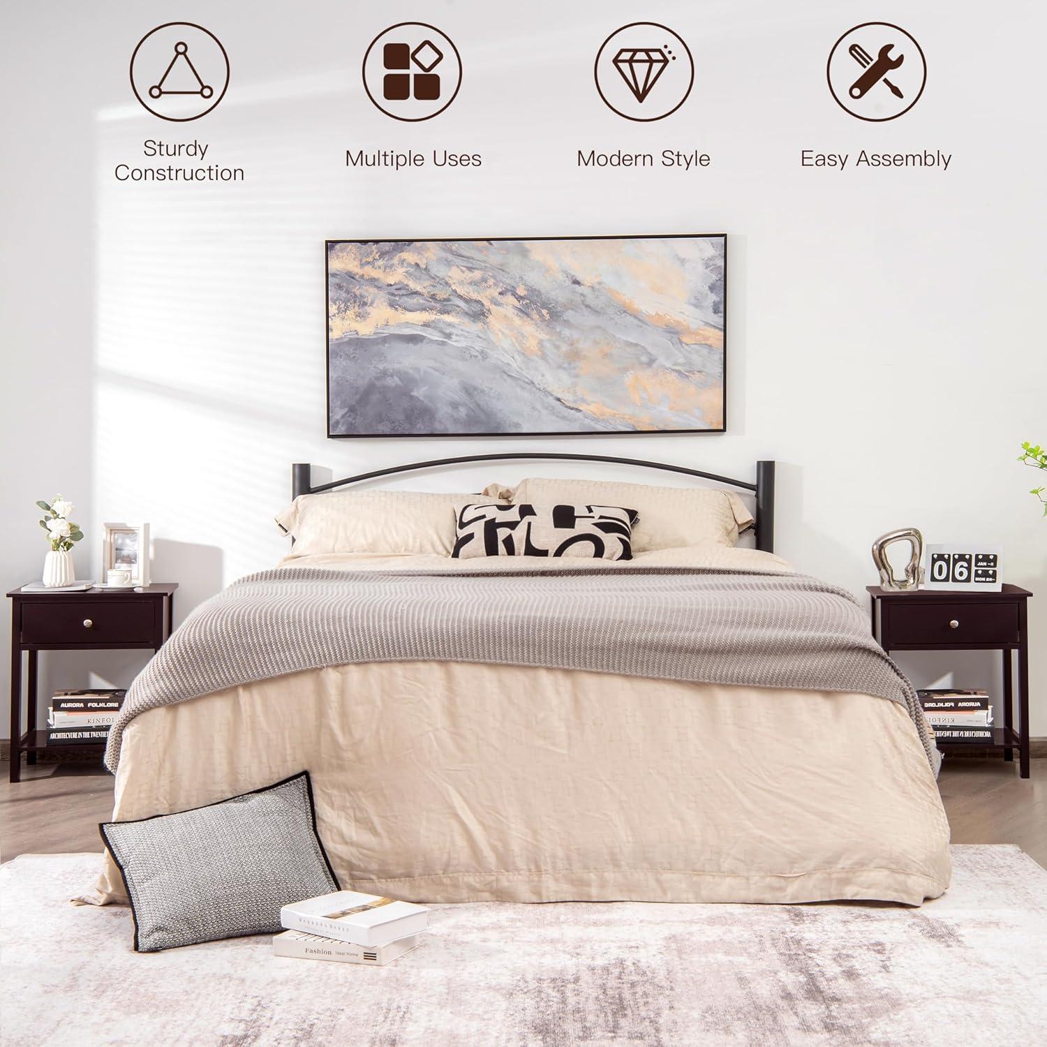 image:imageGiantex Nightstand Wood End Table with Drawer and Open Shelf Night Stand for Small Spaces 2Tier Bedside Table for Living Room Bedroom Dorm Easy Assembly WhiteBrown