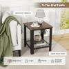 Giantex 2-Tier End Table, 16 Inch Small Side Table w/Mesh Storage Shelf, Industrial Telephone Table with Heavy-Duty Metal Frame, Square Sofa Table for Small Space Living Room, Rustic Brown(Rustic Brown)
