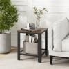 Giantex 2-Tier End Table, 16 Inch Small Side Table w/Mesh Storage Shelf, Industrial Telephone Table with Heavy-Duty Metal Frame, Square Sofa Table for Small Space Living Room, Rustic Brown(Rustic Brown)