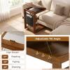 Giantex C-Shaped End Table with Wheels, Wooden Rolling Side Table w/Adjustable Desktop, Edge Stopper, Side Pocket & 3 Storage Shelves, Sofa Couch Bedside TV Tray for Living Room Bedroom (Brown,1)(Brown)