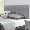 Giantex Headboard with Charging Station, Queen/Full Size Geometric Tufted Upholstered Head Board w/2 AC Outlets, USB & Type-C Ports, Rubber Wood Legs, Width Adjustable Modern Bed Headboard Only (Grey)(Gray)