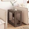 Giantex Narrow End Table, 2-Tier Farmhouse Side Table with Open Storage Shelf, Arched Wood Night Stand for Bedroom, Small Accent Furniture for Living Room Small Spaces, Oak(Brown)