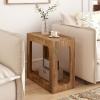 Giantex Narrow End Table, 2-Tier Farmhouse Side Table with Open Storage Shelf, Arched Wood Night Stand for Bedroom, Small Accent Furniture for Living Room Small Spaces, Oak(Oak)