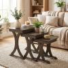 Giantex Nesting Coffee Table Set-of-3 – Stackable Rectangular Sofa End Side Table w/Solid Rubber Wood Legs, Vintage Farmhouse Night Stand for Bedroom Living Room Home Office Small Spaces