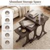 Giantex Nesting Coffee Table Set-of-3 – Stackable Rectangular Sofa End Side Table w/Solid Rubber Wood Legs, Vintage Farmhouse Night Stand for Bedroom Living Room Home Office Small Spaces