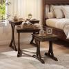 Giantex Nesting Coffee Table Set-of-3 – Stackable Rectangular Sofa End Side Table w/Solid Rubber Wood Legs, Vintage Farmhouse Night Stand for Bedroom Living Room Home Office Small Spaces