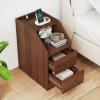 Giantex Night Stand with Charging Station – Sofa Couch End Side Table w/Open Shelf, Storage Drawers, USB & Type-C Port, Modern Narrow Nightstand Bedside Table for Bedroom Small Spaces (1, White)(Walnut)