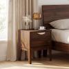 Giantex Night Stand with Storage, Mid Century Modern Wood Bedside Table with Drawer & Tapered Support Legs, 21” Compact Sofa End Couch Side Table for Small Spaces Bedroom, Walnut (1)(1)