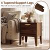 Giantex Night Stand with Storage, Mid Century Modern Wood Bedside Table with Drawer & Tapered Support Legs, 21” Compact Sofa End Couch Side Table for Small Spaces Bedroom, Walnut (1)(2)