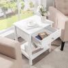Giantex Nightstand, Wood End Table with Drawer and Open Shelf, Night Stand for Small Spaces, 2-Tier Bedside Table for Living Room Bedroom Dorm, Easy Assembly, White(White)