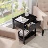 Giantex Nightstand, Wood End Table with Drawer and Open Shelf, Night Stand for Small Spaces, 2-Tier Bedside Table for Living Room Bedroom Dorm, Easy Assembly, White(Black)