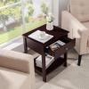 Giantex Nightstand, Wood End Table with Drawer and Open Shelf, Night Stand for Small Spaces, 2-Tier Bedside Table for Living Room Bedroom Dorm, Easy Assembly, White(Brown)