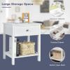Giantex Nightstand, Wood End Table with Drawer and Open Shelf, Night Stand for Small Spaces, 2-Tier Bedside Table for Living Room Bedroom Dorm, Easy Assembly, White(White)