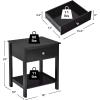 Giantex Nightstand, Wood End Table with Drawer and Open Shelf, Night Stand for Small Spaces, 2-Tier Bedside Table for Living Room Bedroom Dorm, Easy Assembly, White(Black)