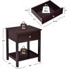 Giantex Nightstand, Wood End Table with Drawer and Open Shelf, Night Stand for Small Spaces, 2-Tier Bedside Table for Living Room Bedroom Dorm, Easy Assembly, White(Brown)