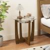 Giantex Round Glass End Table Set of 2, 24’’ Side Table with Tempered Glass Top, Nightstands with Cross & Solid Rubber Wood Base, Compact Bedside Night Stand for Bedroom Office Living Room (2, Walnut)(Walnut)