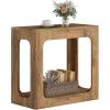 Giantex Narrow End Table, 2-Tier Farmhouse Side Table with Open Storage Shelf, Arched Wood Night Stand for Bedroom, Small Accent Furniture for Living Room Small Spaces, Oak(Oak)