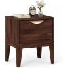 Giantex Night Stand with Storage, Mid Century Modern Wood Bedside Table with Drawer & Tapered Support Legs, 21” Compact Sofa End Couch Side Table for Small Spaces Bedroom, Walnut (1)(1)