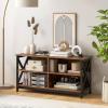 Giantex TV Stands for Living Room – 3-Tier Media Console Table with Storage Shelves, X-Shaped Frame, 5 Support Legs, TV Cabinet for TVs up to 55”, Modern Entertainment Center for Living Room, Brown