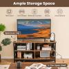 Giantex TV Stands for Living Room – 3-Tier Media Console Table with Storage Shelves, X-Shaped Frame, 5 Support Legs, TV Cabinet for TVs up to 55”, Modern Entertainment Center for Living Room, Brown