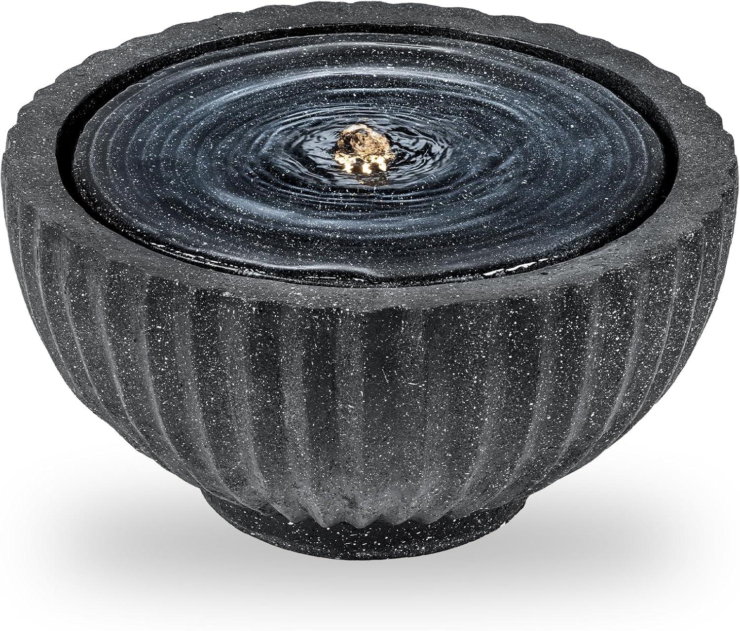 image:imageGiantex 18 Round Outdoor Water Fountain with 6 LED Lights Stone Gray Resin Sphere Waterfall Feature with Adjustable Pump Lighted Bubbling Fountain for Garden Patio Porch Decor 18 Dia x 95 H18 Dia x 95 H
