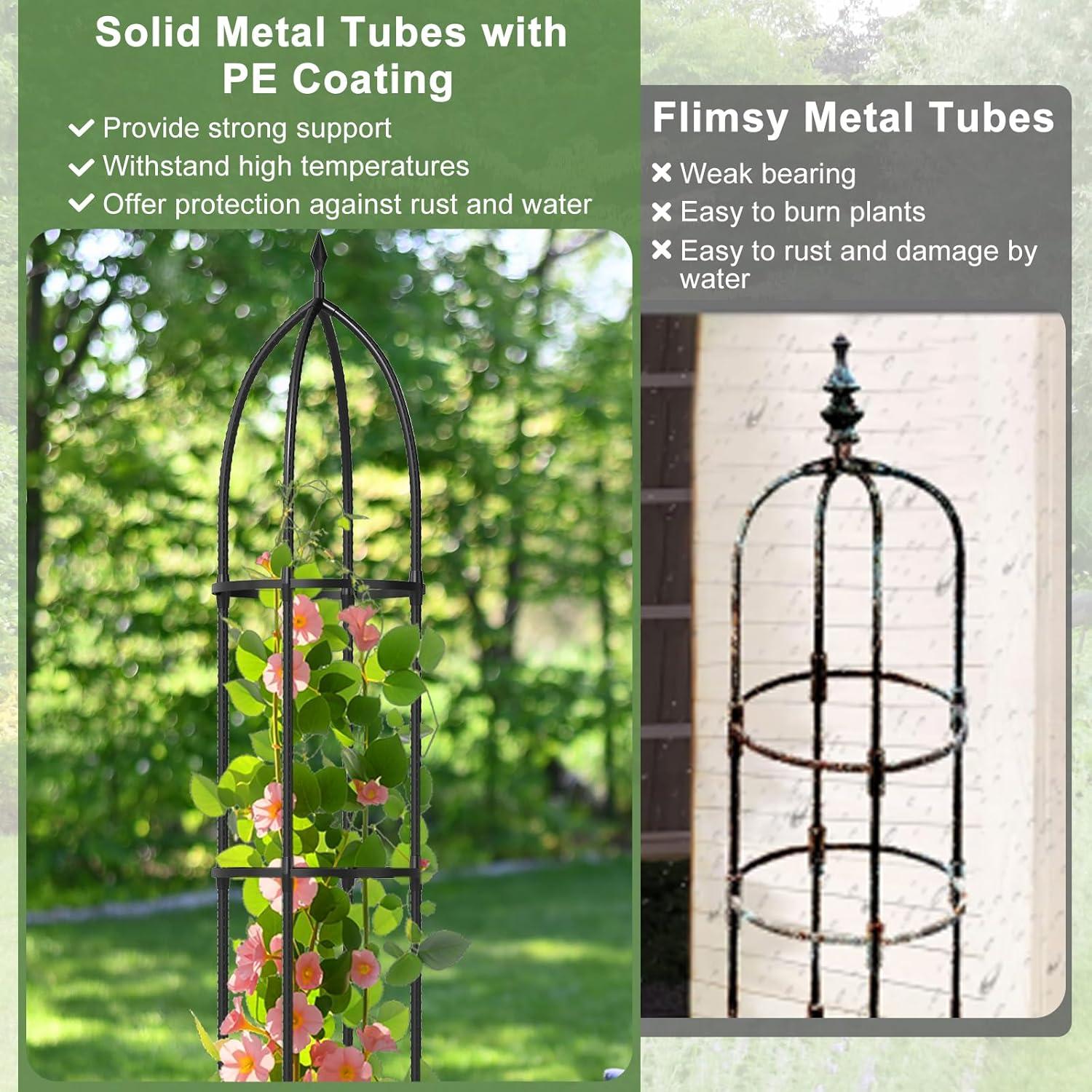image:imageGiantex 2Pack Tomato Cages 78 PECoated Metal Garden Obelisk Trellis for Climbing Plants Rustproof Plant Cage amp Supports wAdjustable Height Support Stand for Vine Jasmine Rose Tomato
