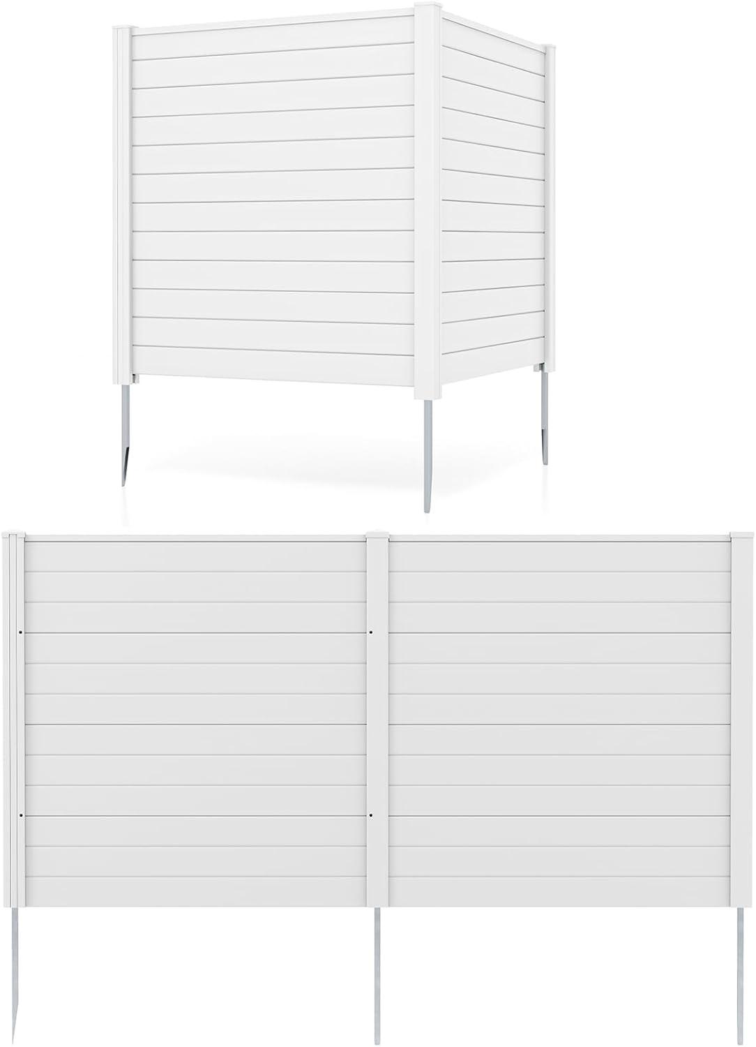 image:imageGiantex 2Panel Air Conditioner Fence 48W x 45H WoodGrain Outdoor Privacy Screen with Stakes AC Unit amp Trash Can Enclosure Decorative HDPE Panels for Garden Lawn Pool Pump EspressoWhite