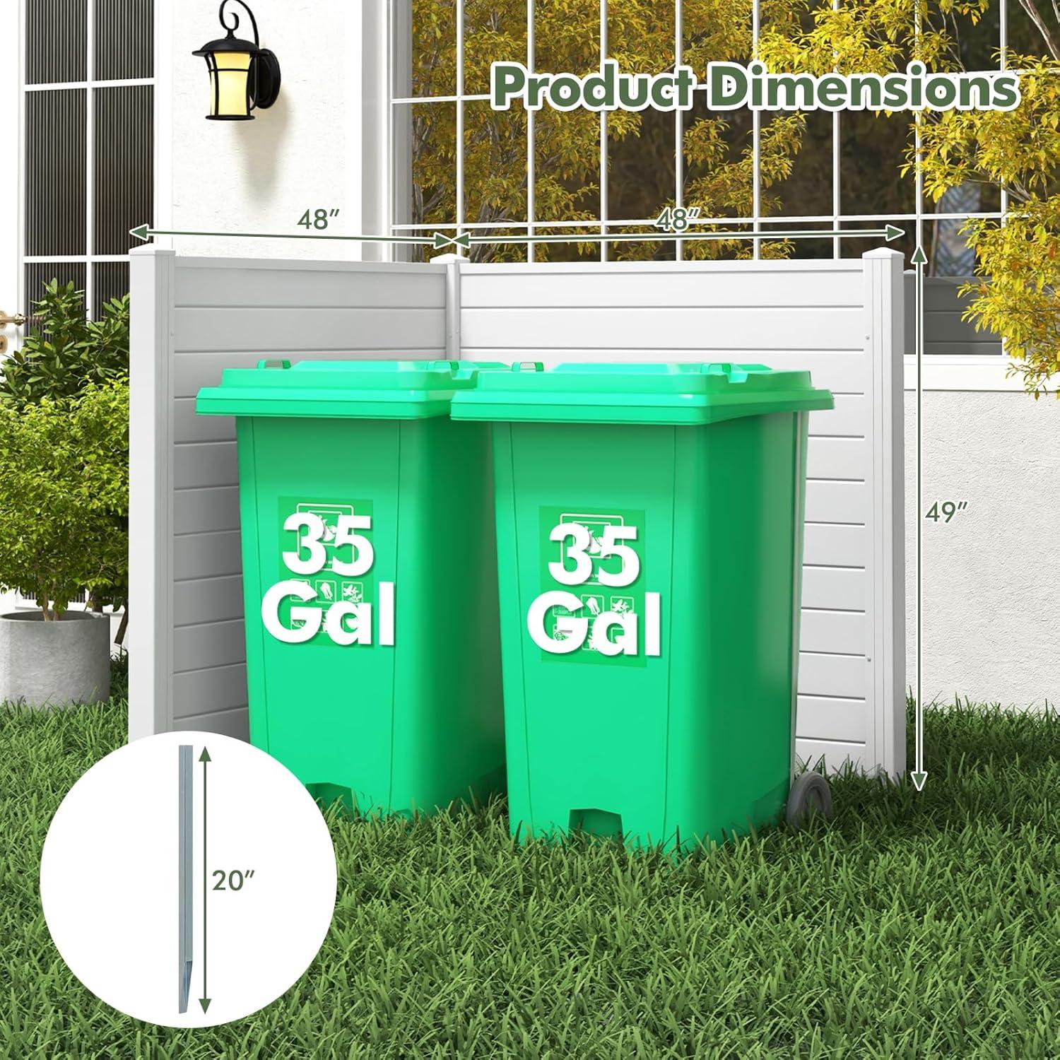 image:imageGiantex 2Panel Air Conditioner Fence 48W x 45H WoodGrain Outdoor Privacy Screen with Stakes AC Unit amp Trash Can Enclosure Decorative HDPE Panels for Garden Lawn Pool Pump EspressoWhite