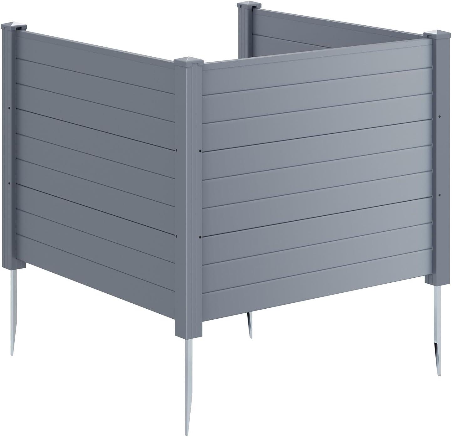 image:imageGiantex 2Panel Air Conditioner Fence 48W x 45H WoodGrain Outdoor Privacy Screen with Stakes AC Unit amp Trash Can Enclosure Decorative HDPE Panels for Garden Lawn Pool Pump EspressoGray