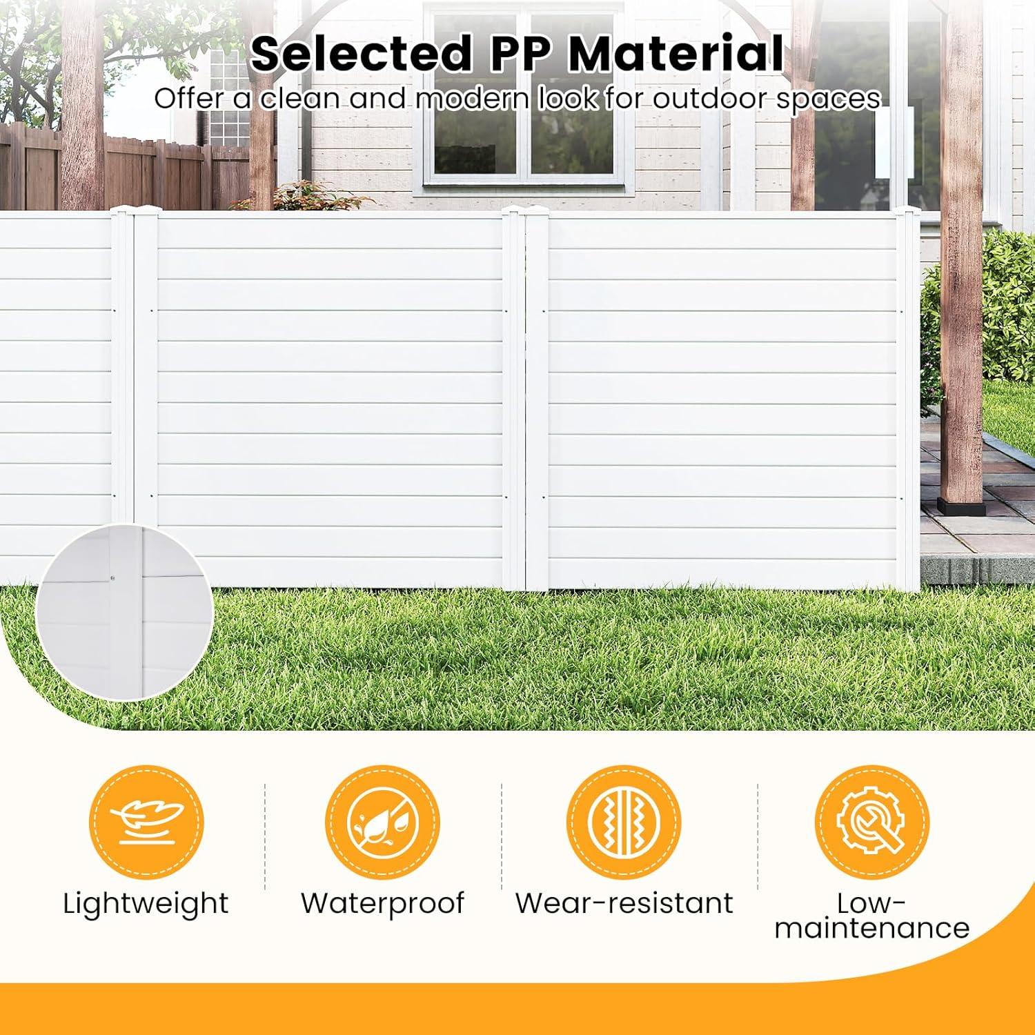 image:imageGiantex 2Panel Air Conditioner Fence 48W x 45H WoodGrain Outdoor Privacy Screen with Stakes AC Unit amp Trash Can Enclosure Decorative HDPE Panels for Garden Lawn Pool Pump EspressoWhite