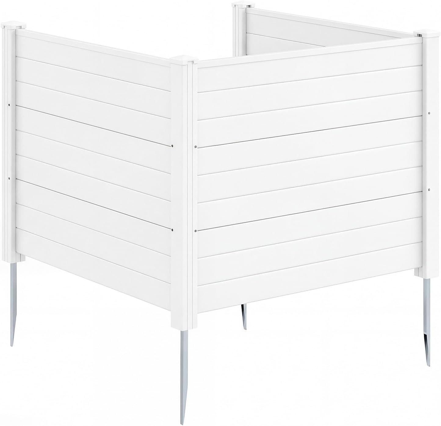 image:imageGiantex 2Panel Air Conditioner Fence 48W x 45H WoodGrain Outdoor Privacy Screen with Stakes AC Unit amp Trash Can Enclosure Decorative HDPE Panels for Garden Lawn Pool Pump EspressoWhite