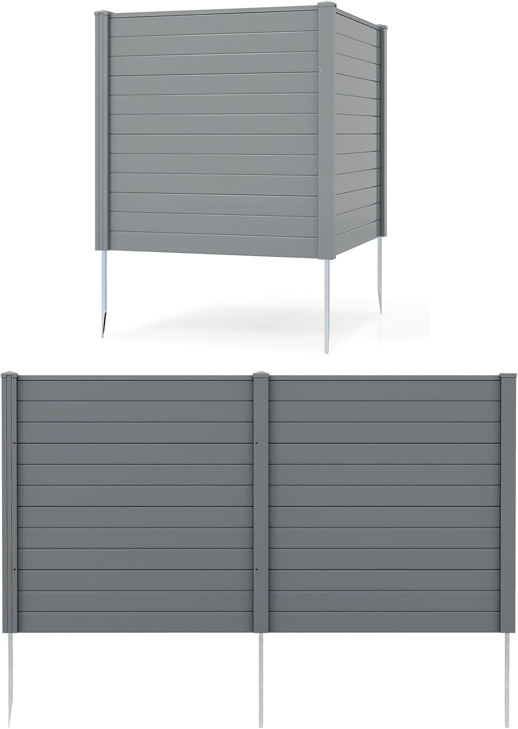 image:imageGiantex 2Panel Air Conditioner Fence 48W x 45H WoodGrain Outdoor Privacy Screen with Stakes AC Unit amp Trash Can Enclosure Decorative HDPE Panels for Garden Lawn Pool Pump EspressoGray