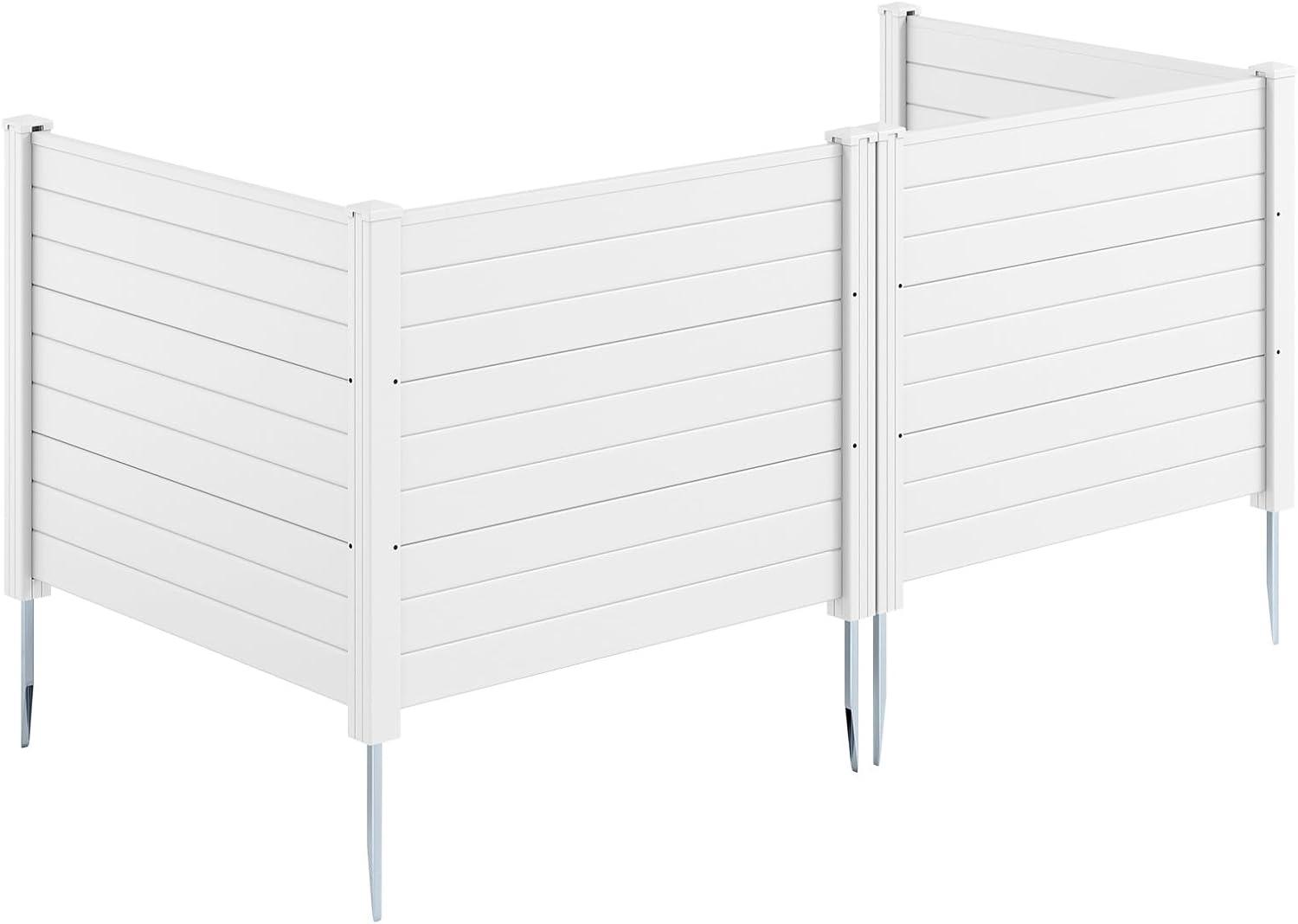 image:imageGiantex 2Panel Air Conditioner Fence 48W x 45H WoodGrain Outdoor Privacy Screen with Stakes AC Unit amp Trash Can Enclosure Decorative HDPE Panels for Garden Lawn Pool Pump EspressoWhite