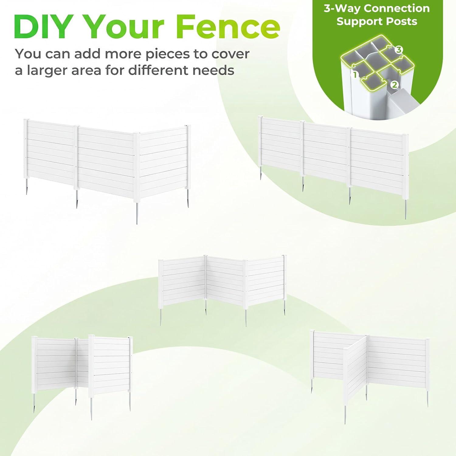 image:imageGiantex 2Panel Air Conditioner Fence 48W x 45H WoodGrain Outdoor Privacy Screen with Stakes AC Unit amp Trash Can Enclosure Decorative HDPE Panels for Garden Lawn Pool Pump EspressoWhite