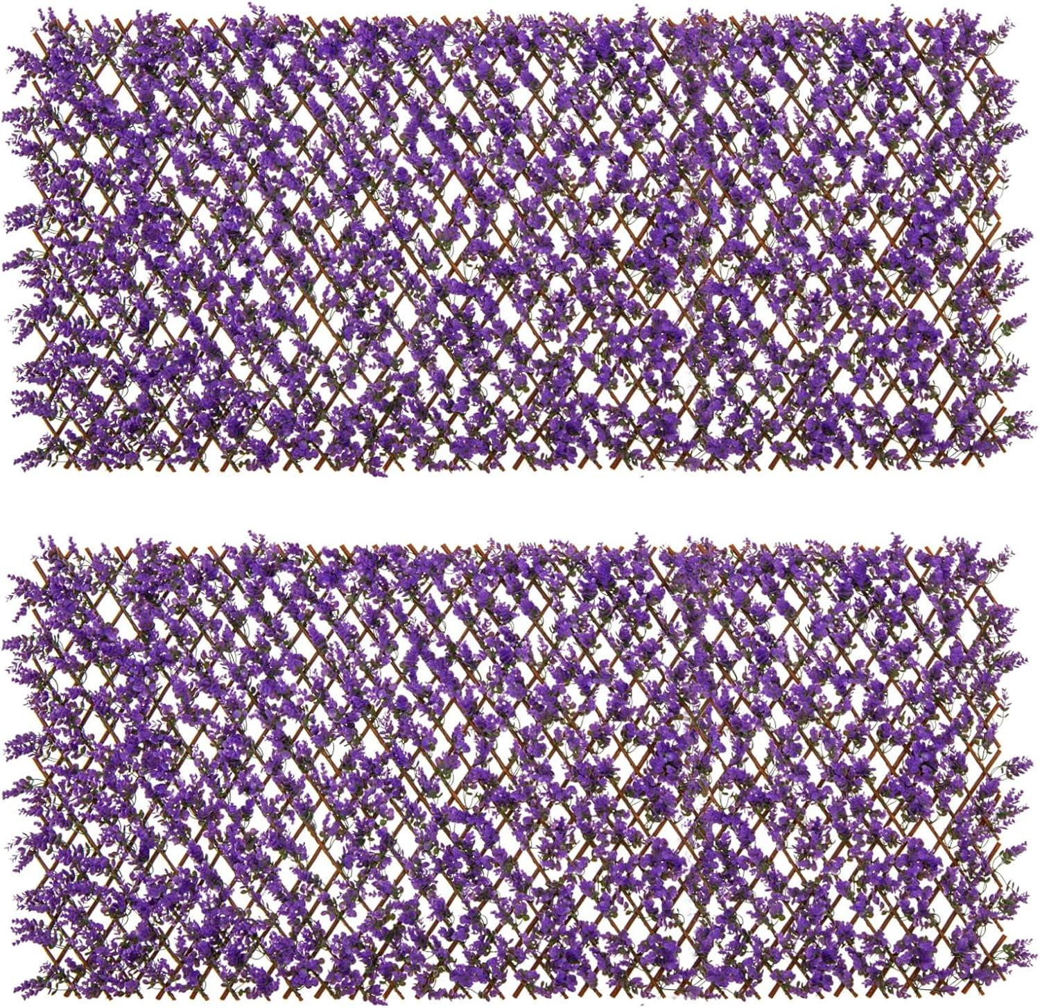 image:imageGiantex Expandable Fence Privacy Screen Decorative Faux Purple Eucalyptus Fencing Panel for Balcony Artificial Hedges with PE Leaves and Willow for Outdoors Garden Patio Deck Apartment 1 PackPurple Eucalyptus
