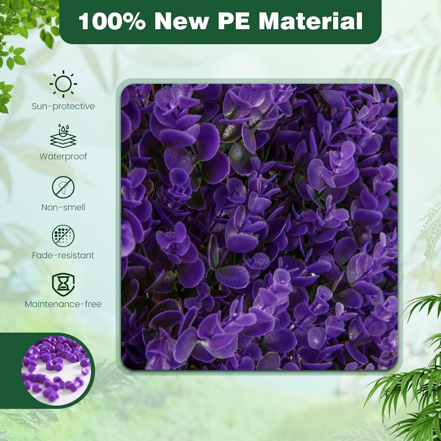 image:imageGiantex Expandable Fence Privacy Screen Decorative Faux Purple Eucalyptus Fencing Panel for Balcony Artificial Hedges with PE Leaves and Willow for Outdoors Garden Patio Deck Apartment 1 PackPurple Eucalyptus