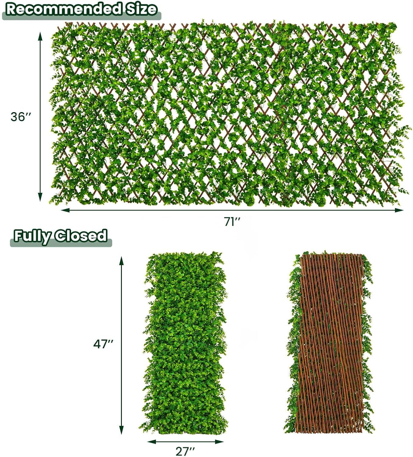 image:imageGiantex Expandable Fence Privacy Screen Decorative Faux Purple Eucalyptus Fencing Panel for Balcony Artificial Hedges with PE Leaves and Willow for Outdoors Garden Patio Deck Apartment 1 PackGreen Eucalyptus