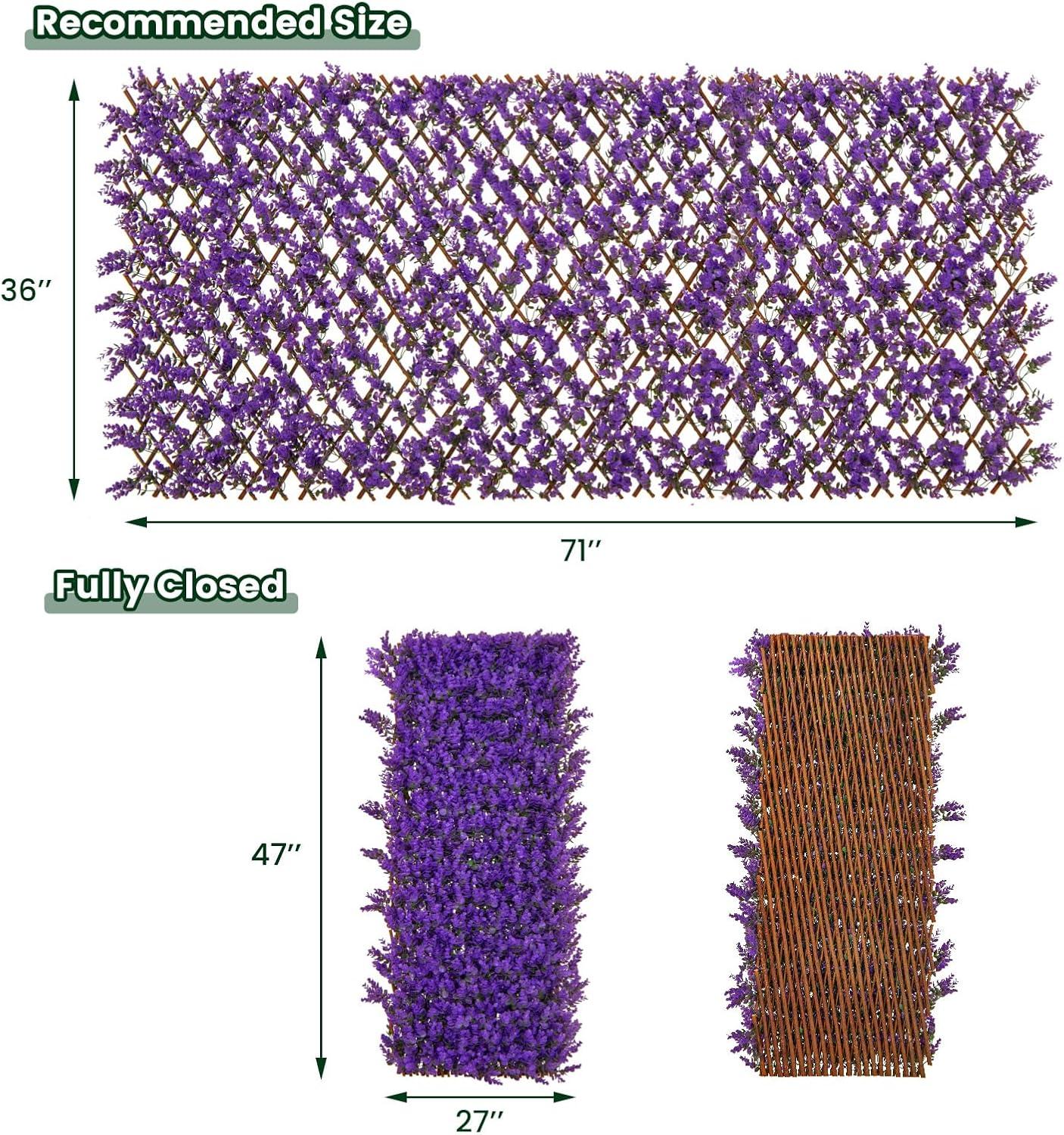 image:imageGiantex Expandable Fence Privacy Screen Decorative Faux Purple Eucalyptus Fencing Panel for Balcony Artificial Hedges with PE Leaves and Willow for Outdoors Garden Patio Deck Apartment 1 PackPurple Eucalyptus