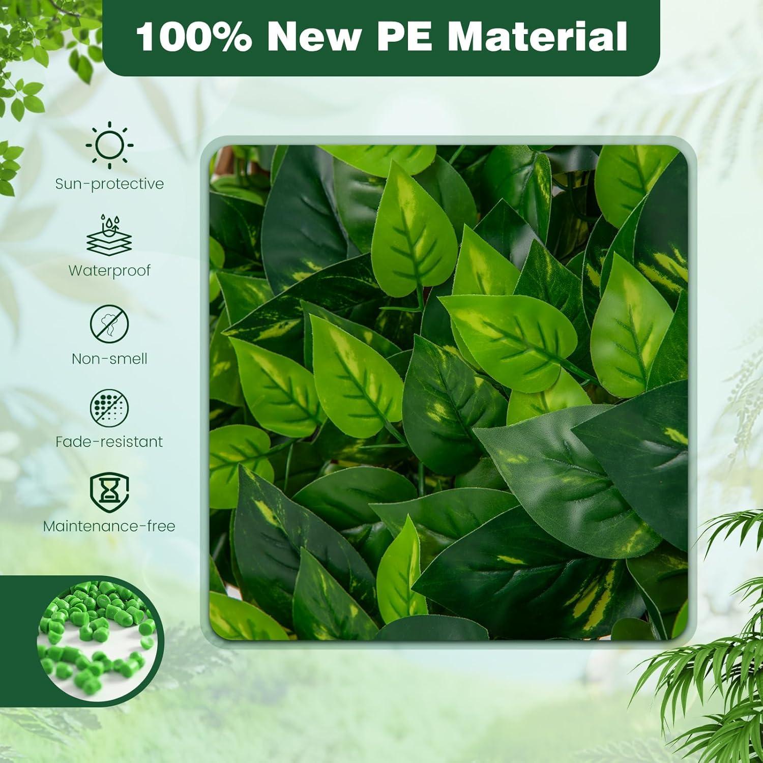 image:imageGiantex Expandable Fence Privacy Screen Decorative Faux Purple Eucalyptus Fencing Panel for Balcony Artificial Hedges with PE Leaves and Willow for Outdoors Garden Patio Deck Apartment 1 PackGreen Ivy