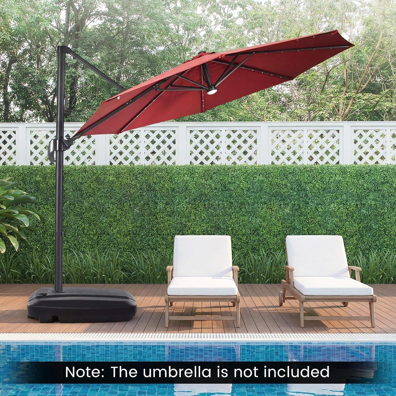 image:imageGiantex Fillable Cantilever Umbrella Base 250 lbs HeavyDuty Offset Patio Umbrella Stand with Wheels Sand amp Water Filled HDPE Weighted Outdoor Umbrella Holder for Garden Deck Poolside2250 Pounds