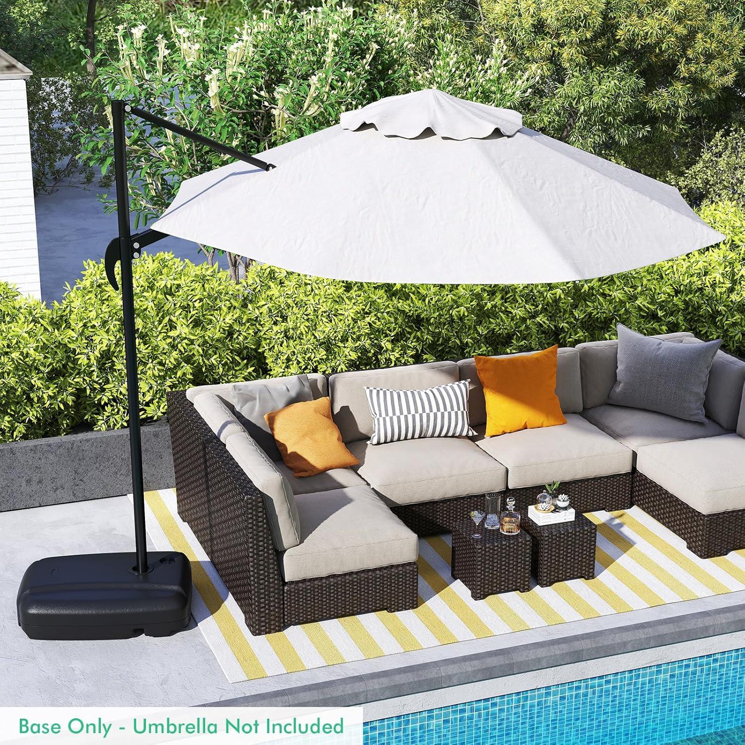 image:imageGiantex Fillable Cantilever Umbrella Base 250 lbs HeavyDuty Offset Patio Umbrella Stand with Wheels Sand amp Water Filled HDPE Weighted Outdoor Umbrella Holder for Garden Deck Poolside2850 Pounds