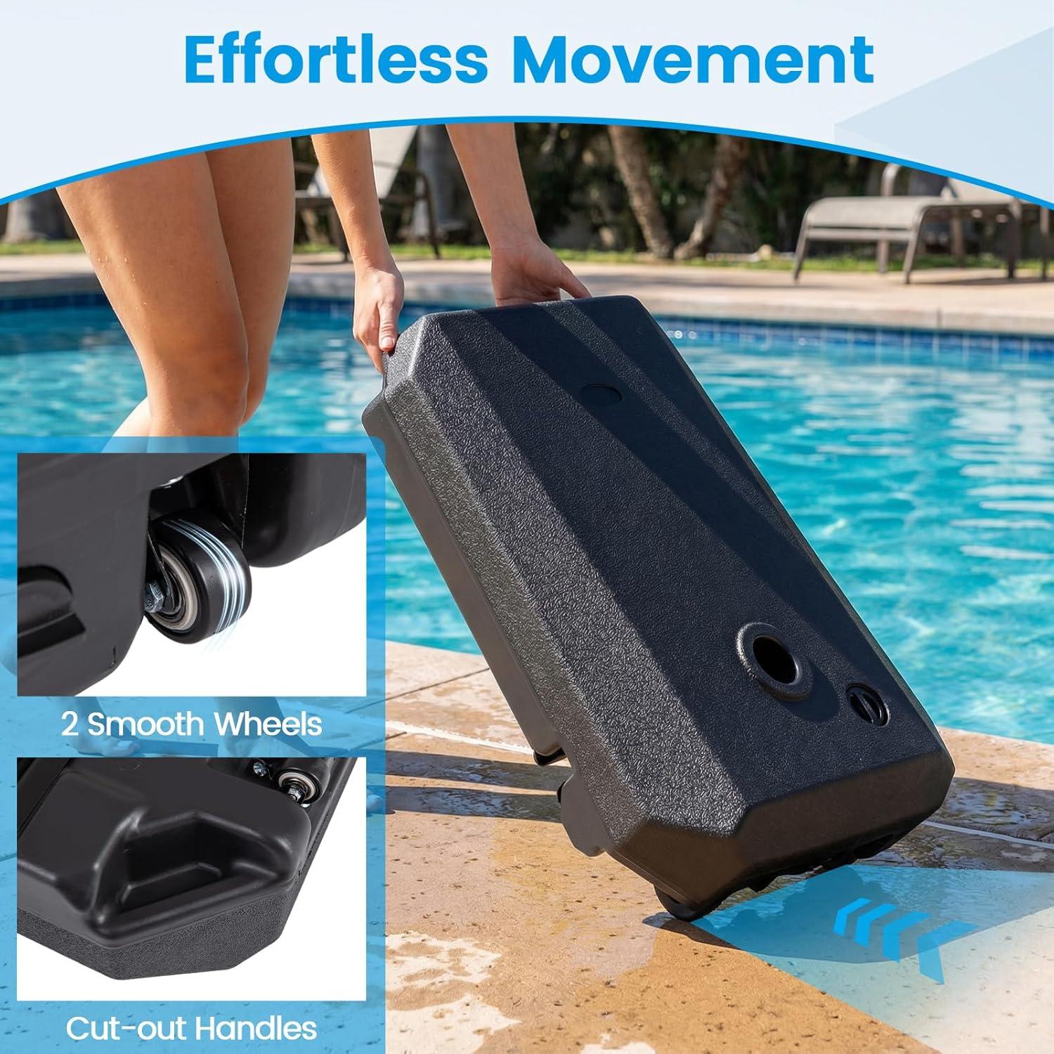 image:imageGiantex Fillable Cantilever Umbrella Base 250 lbs HeavyDuty Offset Patio Umbrella Stand with Wheels Sand amp Water Filled HDPE Weighted Outdoor Umbrella Holder for Garden Deck Poolside2500 Pounds