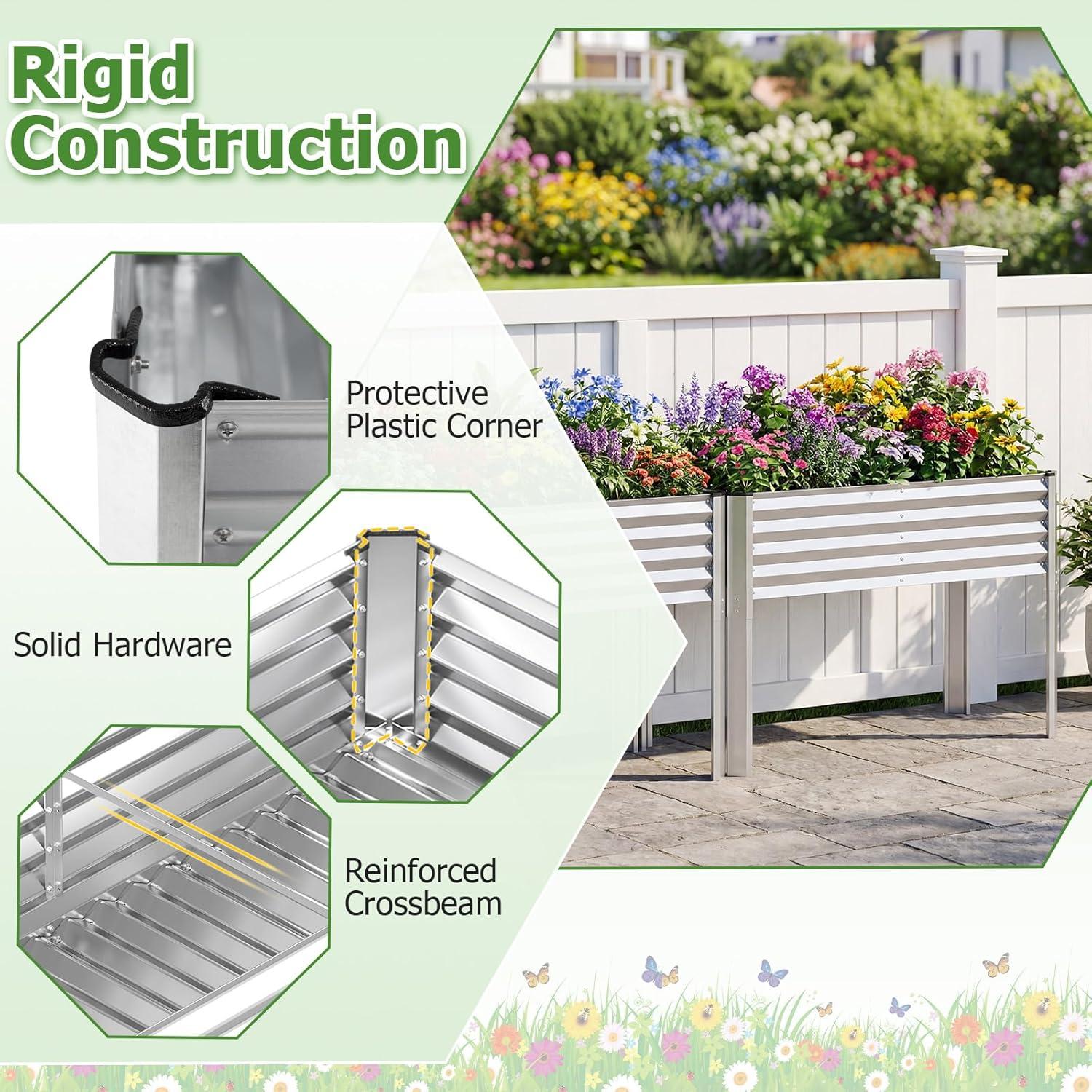 image:imageGiantex Galvanized Raised Garden Bed with Legs 46x24x31 Metal Elevated Planter Box for Gardening Vegetables Flowers amp Fruits Large Outdoor Planting Box for Garden Backyard amp Patio GraySilver