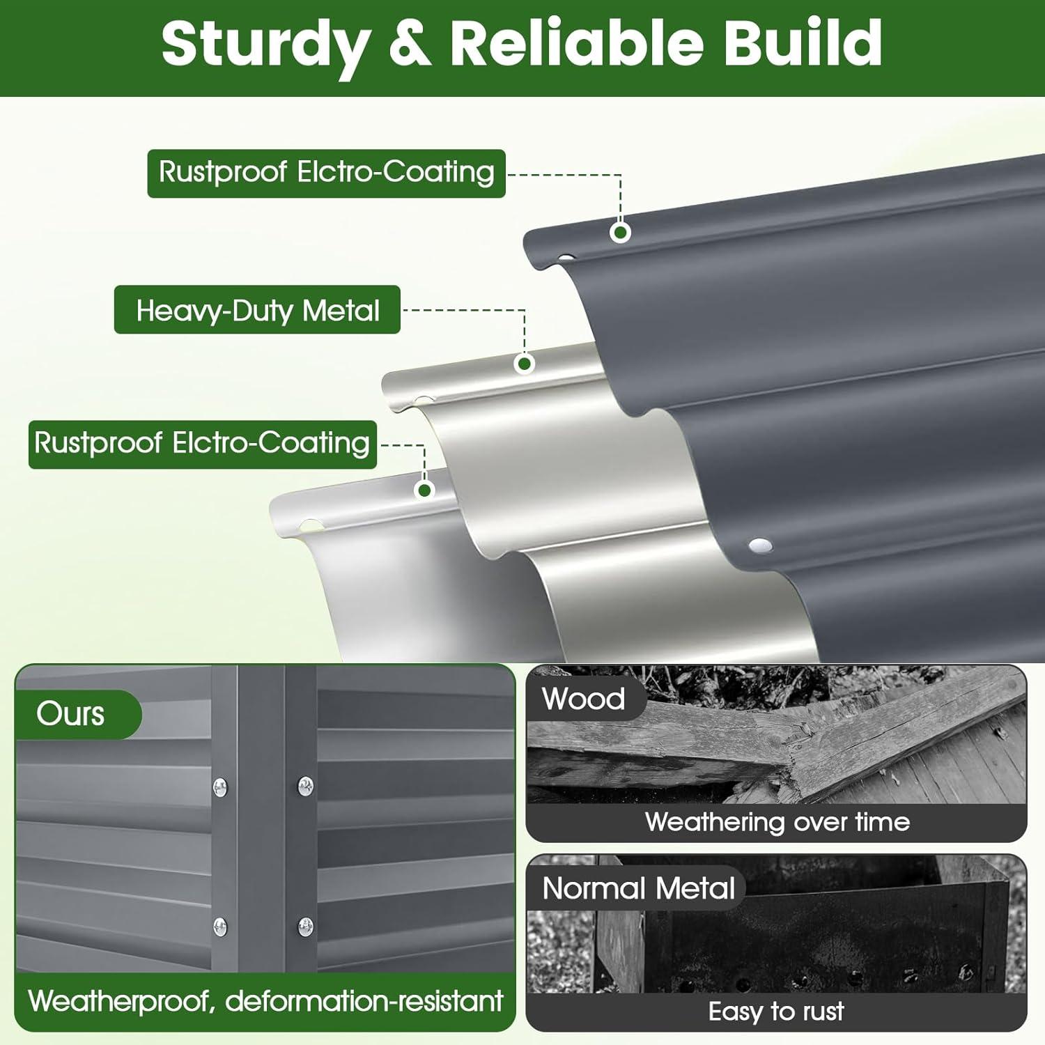 image:imageGiantex Galvanized Raised Garden Bed with Legs 46x24x31 Metal Elevated Planter Box for Gardening Vegetables Flowers amp Fruits Large Outdoor Planting Box for Garden Backyard amp Patio GrayGray