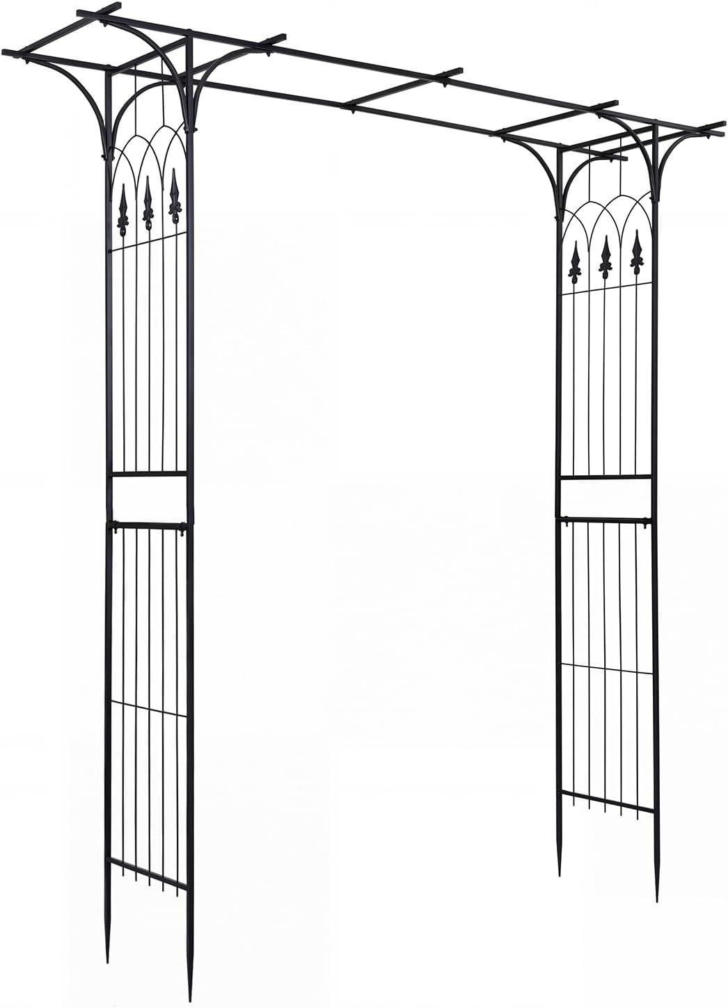 image:imageGiantex Garden Arbor with Gate and Planter 79 W x 81 H Metal Arch Trellis with Double Doors Outdoor Archway for Climbing Plants Weddings Backyard Patio Lawn Ceremony Party Decoration81W x 85H